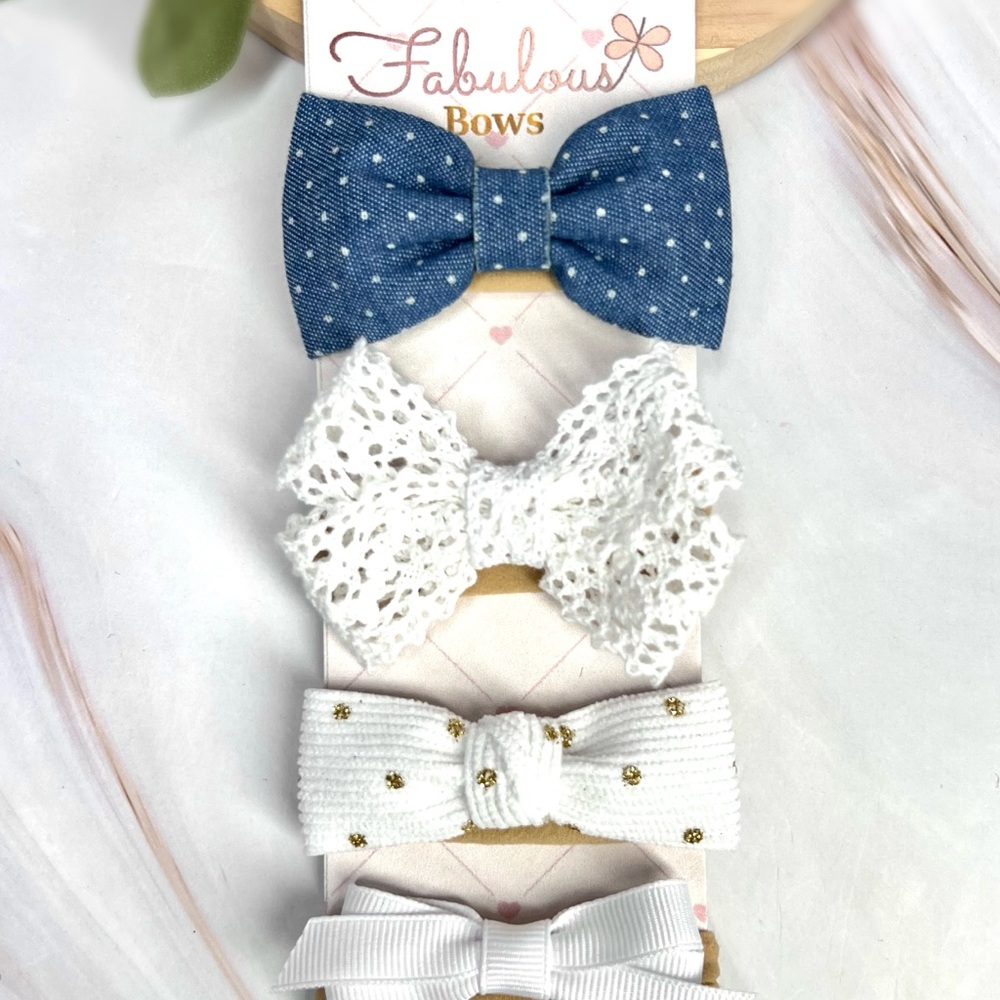 Kids Hair Accessory Set - Blue and White
